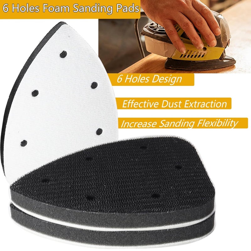 CTPICXM 3pcs Mouse Detail Sanding Interface Pad 140mm*90mm 6 Holes Foam Interface Mouse Sander Sandpaper Backing Pad with Hook and Loop Backing Compatible for Ryobi Sander - Image 2